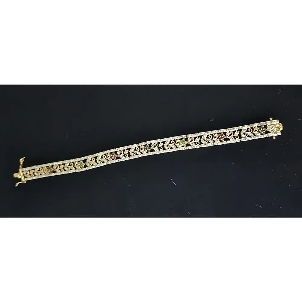 Ross Simons 925 Sterling Silver Gold Vermeil Ruby Emerald Sapphire Bracelet 7.5